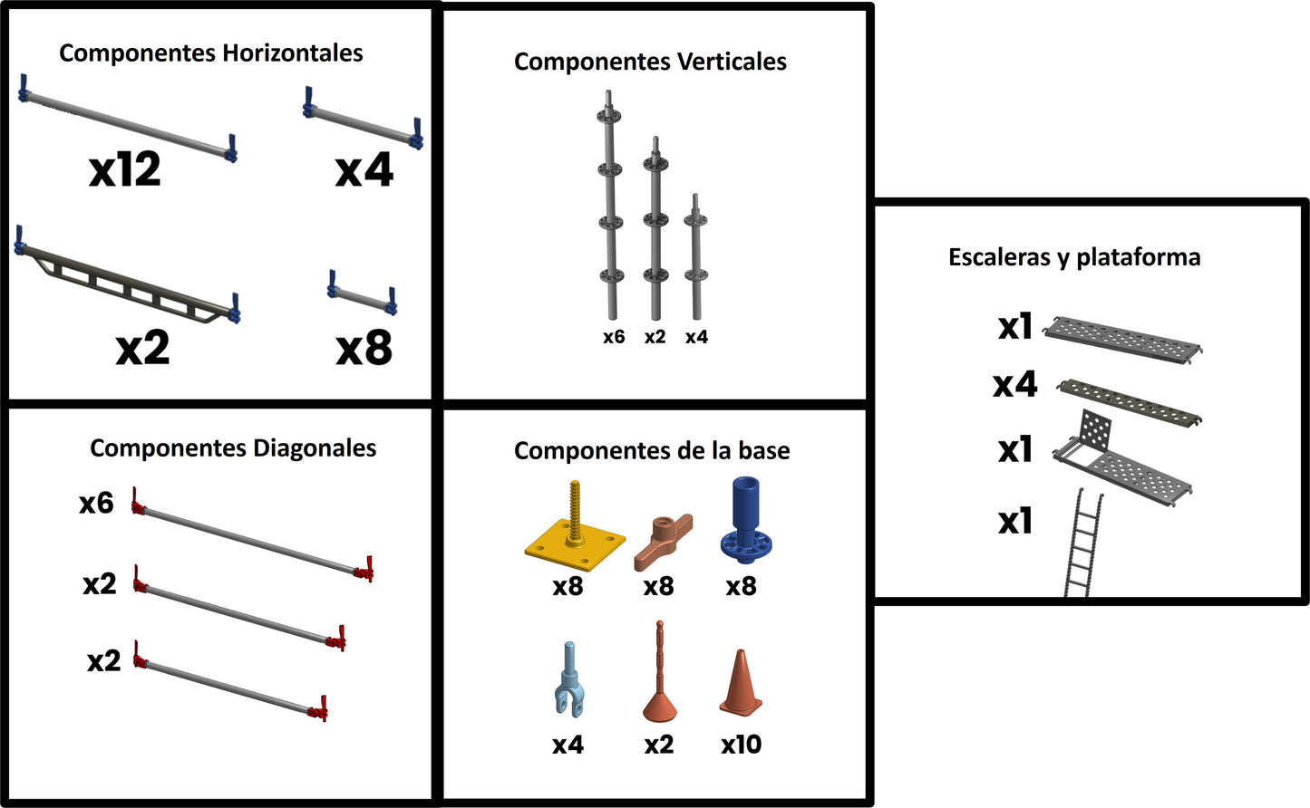 Kids de piezas adicionales para modelo de andamio multidireccional