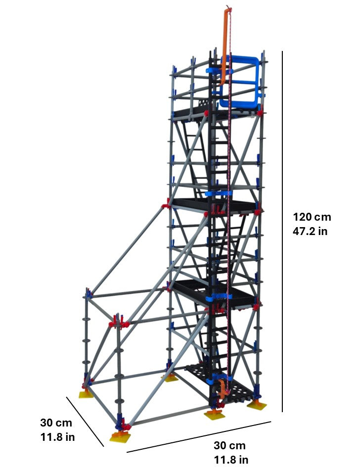 Small 3-Level Scaffolding Model with Side Reinforcements 